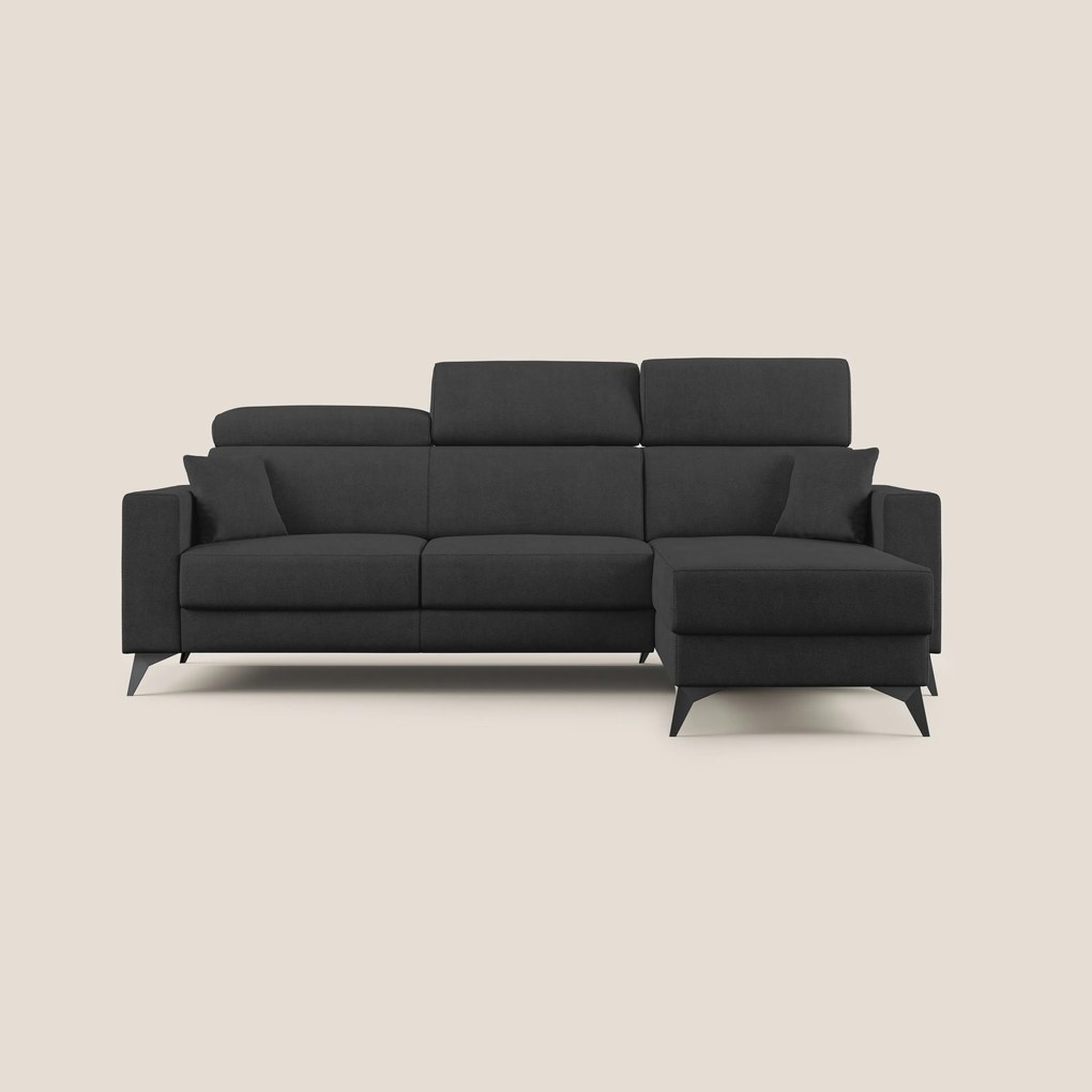 Pegaso divano letto angolare con poggiatesta reclinabili e rivestimento impermeabile T02 nero