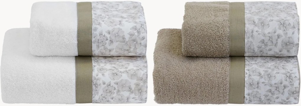 Set di 4 asciugamani in cotone Primula