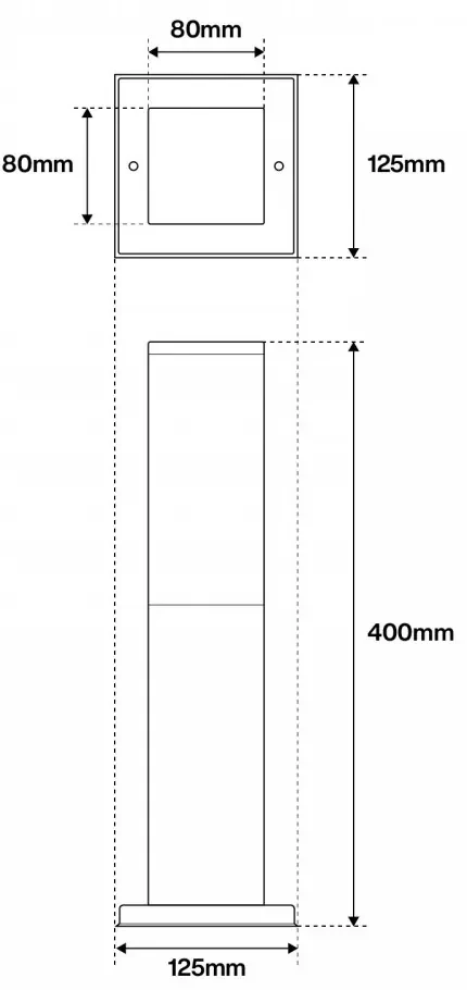 Paletto da Giardino 40cm, acciaio INOX, IK06, IP54, base E27 Base E27