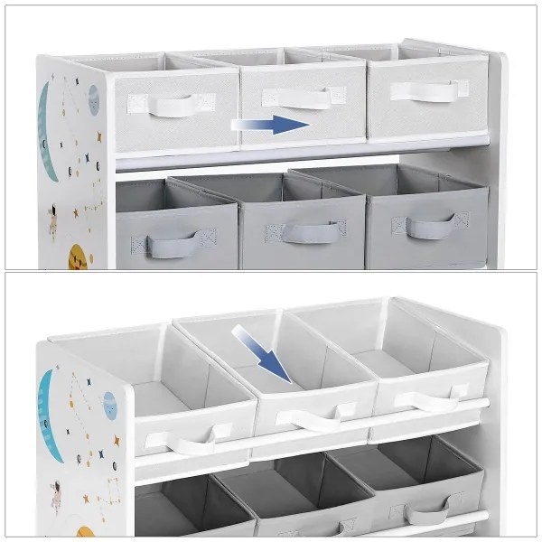 Portaoggetti per bambini con scatole in tessuto ANET blu/bianco