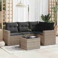 Set Divano da Giardino 5 pz con Cuscini Grigio in Polyrattan 3251257