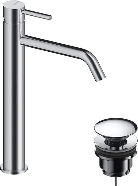Rubinetto per lavabo getto laminare cristallino LOOP cromo spazzolato lucido SANYCCES