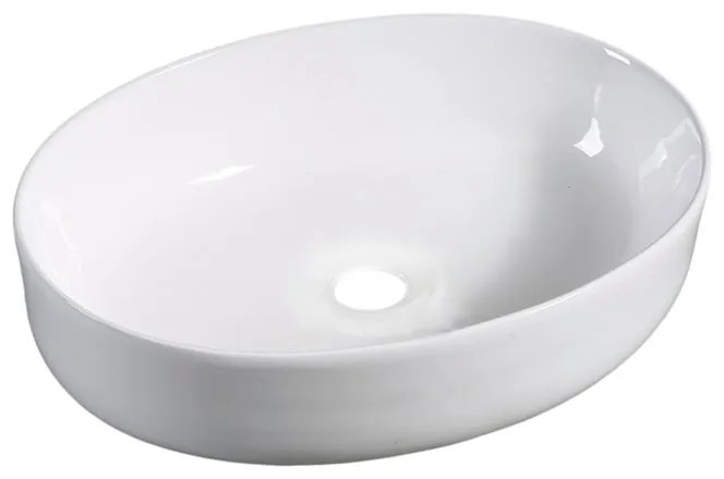Lavabo da appoggio ovale piletta non inclusa in ceramica L 51.5 x H 15 x P 38 cm bianco lucido piletta non inclusa