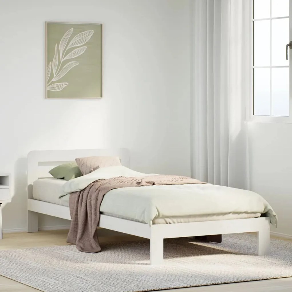 Letto Senza Materasso Bianco 90x200 Cm Legno Massello Di Pino /