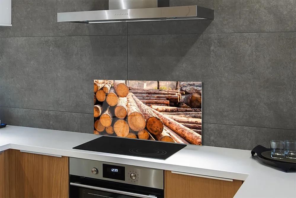 Pannello paraschizzi cucina Composizione di tronchi di legno 100x50 cm