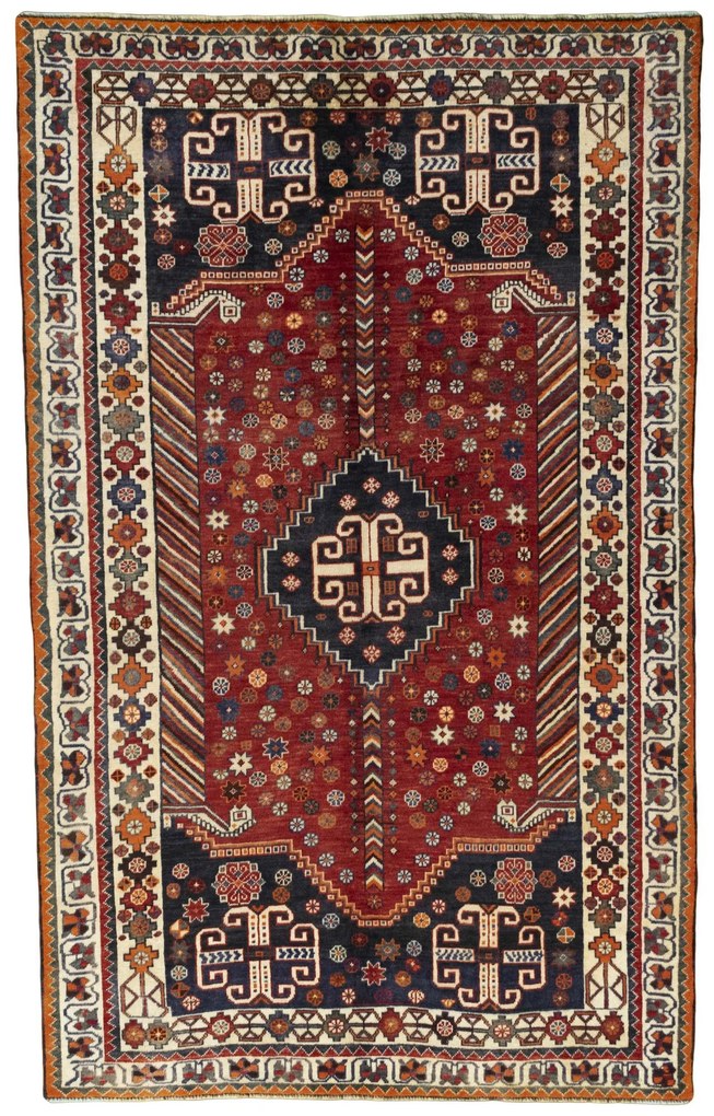 Shiraz Tappeto 160x250 Rosso (Iran) Annodato A Mano