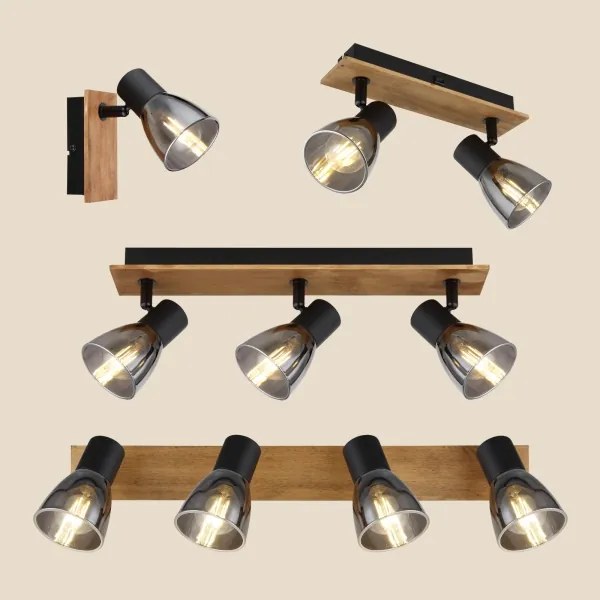 Globo 54307-2W - Faretto da parete CLAUDE 2xE14/40W/230V nero/legno