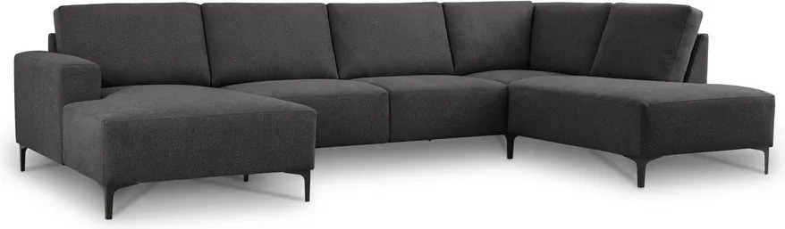 Divano angolare color antracite (con penisola a destra/a U) con rivestimento in ciniglia Fabian – Scandic