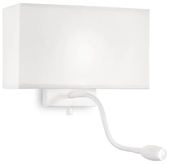 Applique Moderna Hotel Metallo Bianco 2 Luci E27+Led 1,5W