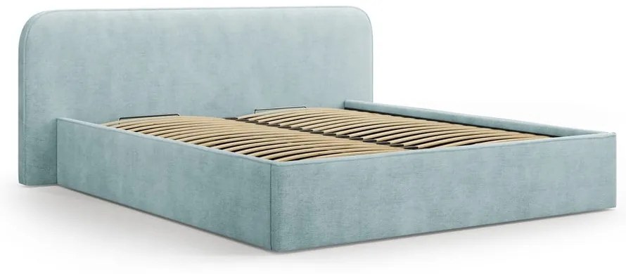 Letto matrimoniale imbottito color menta con contenitore e rete inclusi 160x200 cm Elizabeth – Micadoni