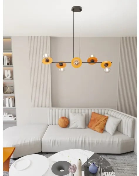 Lampadario a sospensione con filo TOKEN 6xE27/15W/230V arancione
