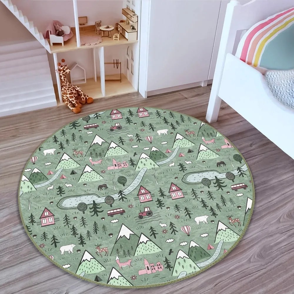 Tappeto verde per bambini ø 120 cm Comfort - Mila Home