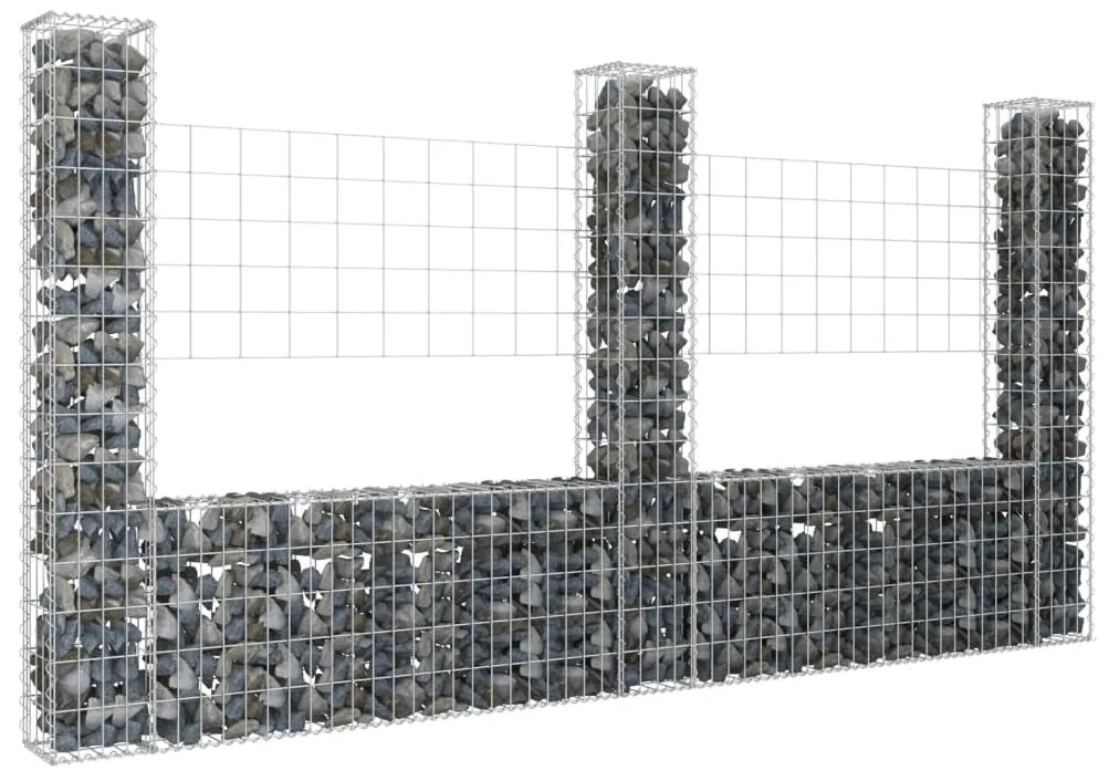 Cesto Gabbione A U Con 3 Pali İn Ferro 260x20x150 Cm /