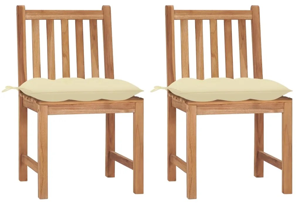 Sedie da giardino 2 pz con cuscini in legno massello di teak