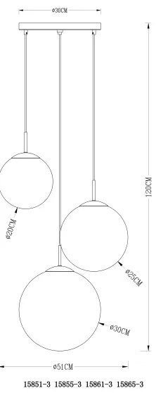 GLOBO 15855-3 - Lampadario a sospensione con filo VARUS 3xE27/40W/230V