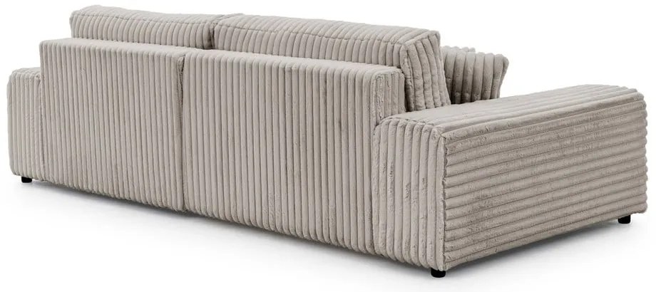 Divano angolare con penisola a destra grigio chiaro e rivestimento in velluto a coste allungabile e con contenitore Sarina – Ropez