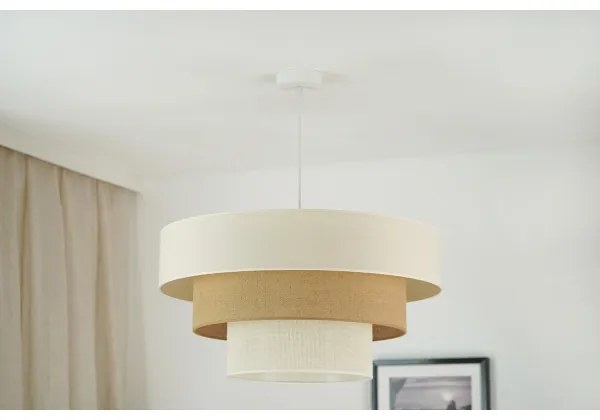 Brilagi - Lampadario a cavo DENVER LUNETA 1xE27/15W/230V Ø60 beige/marrone/crema