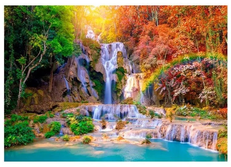 Fotomurale adesivo  Tat Kuang Si Waterfalls  Larghezza x Altezza Home decor 392x280