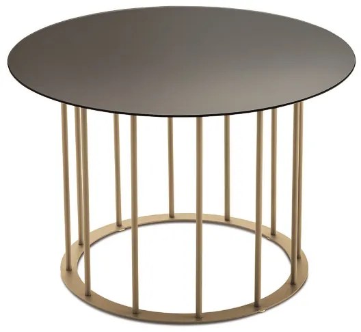 Tavolino tondo D60 cm con base in metallo Beige e piano in vetro Fumč MUTE