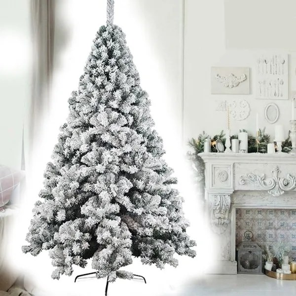 Trade Shop - Albero Di Natale Innevato 210cm Nataluna Super Folto Effetto Neve Modello Aspen