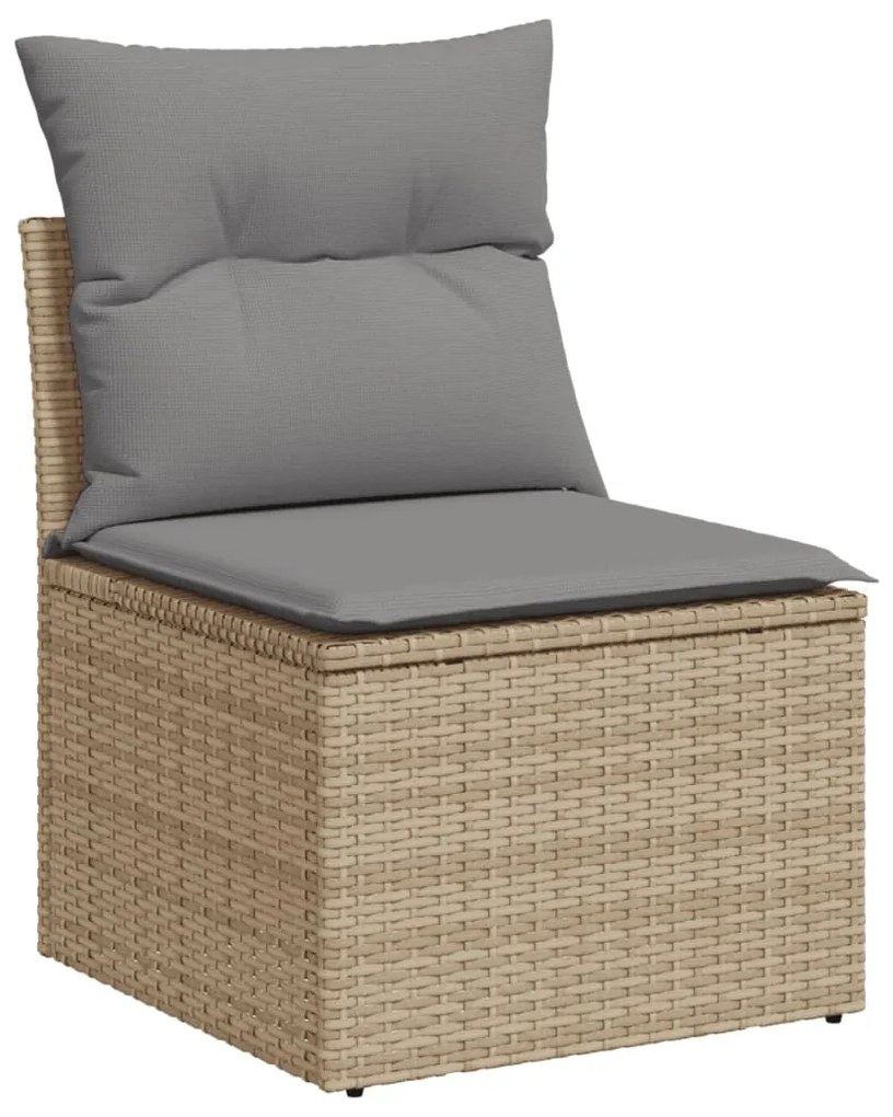 Set divano da giardino 14 pz con cuscini beige misto polyrattan