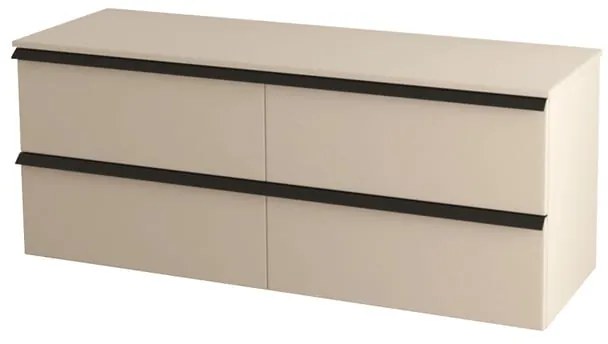 Mobile da bagno sospeso sotto lavabo Rodi L 140 x H 57 x P 46 cm beige laccato opaco, 4 cassetti BADEN HAUS