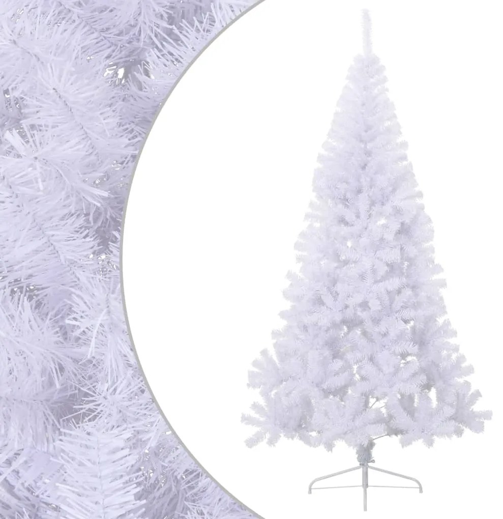 Albero di Natale Artificiale Metà con Supporto Bianco in PVC, 180cm