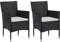 Set Sedie da Pranzo per Giardino 2 Pz in Polyrattan Nero 46179