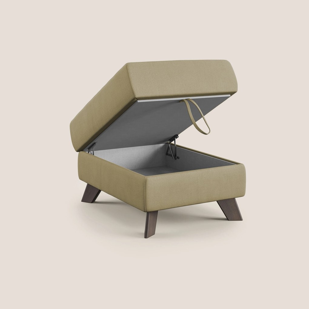 Moon Pouf contenitore e piedini alti in microfibra impermeabile T11 beige