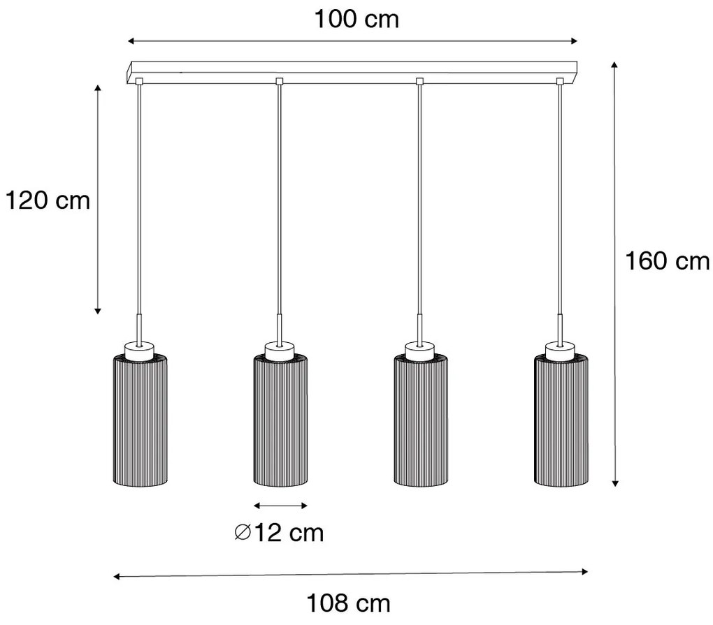 Lampada a sospensione Art Déco oro con vetro 4 luci - Laura