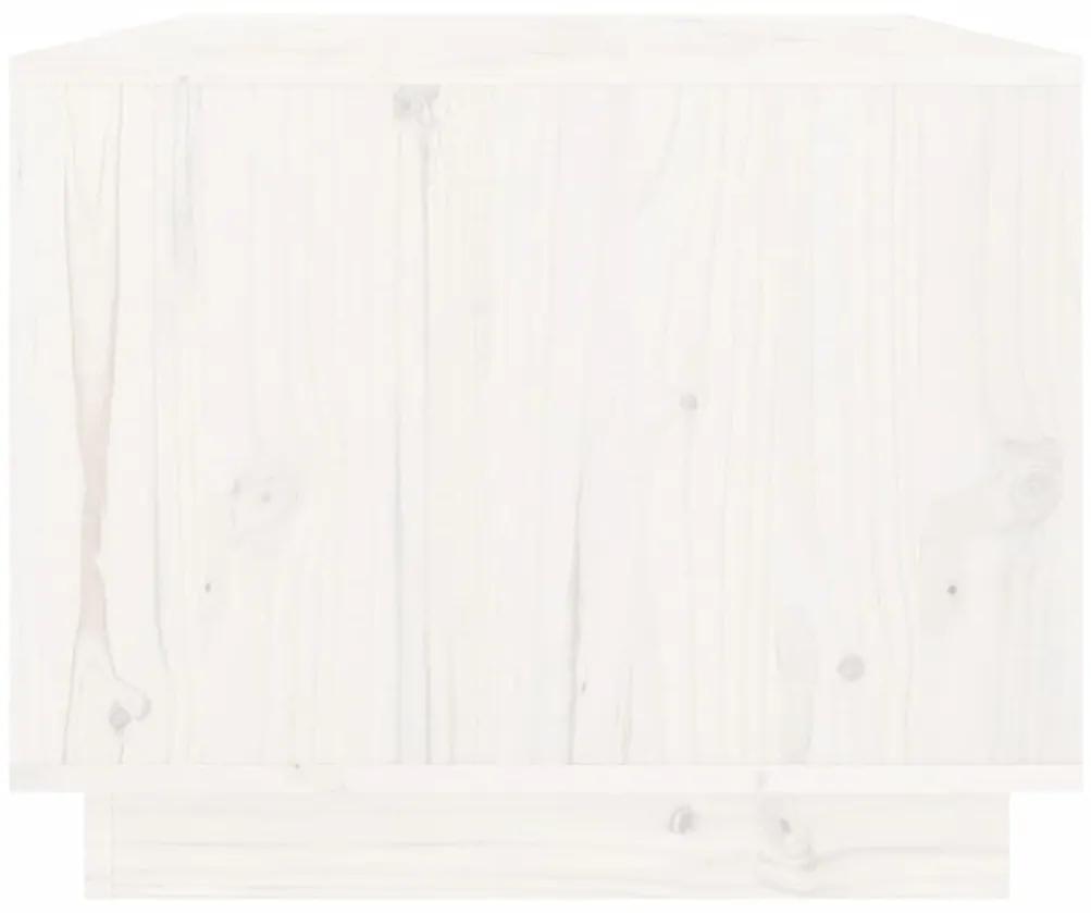 Tavolino da Salotto Bianco 80x50x40 cm Legno Massello di Pino