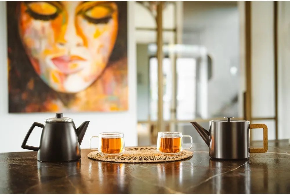 Teiera grigia in acciaio inox con filtro 1,1 l Duet Narvik – Bredemeijer