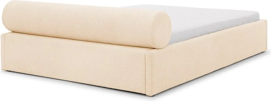 Letto matrimoniale imbottito color crema con contenitore con rete inclusa 160x200 cm Cille – Ropez