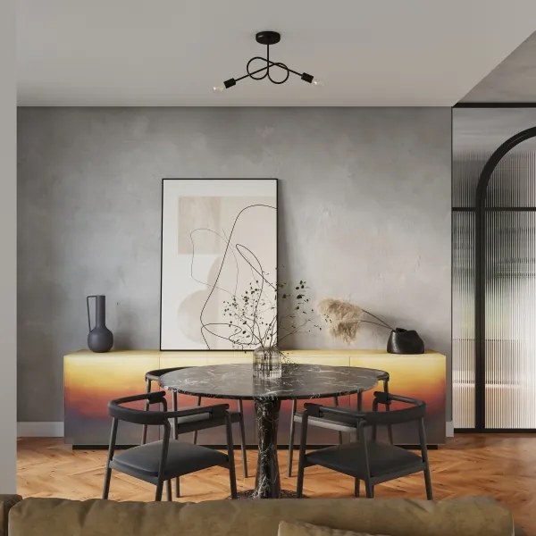 Sollux SL.1472 - Lampadario a plafone LOOP 2xE27/15W/230V nero