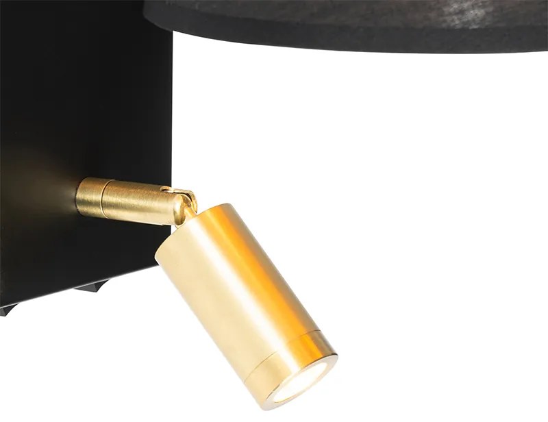 Applique moderna nera e oro con luce di lettura - Renier