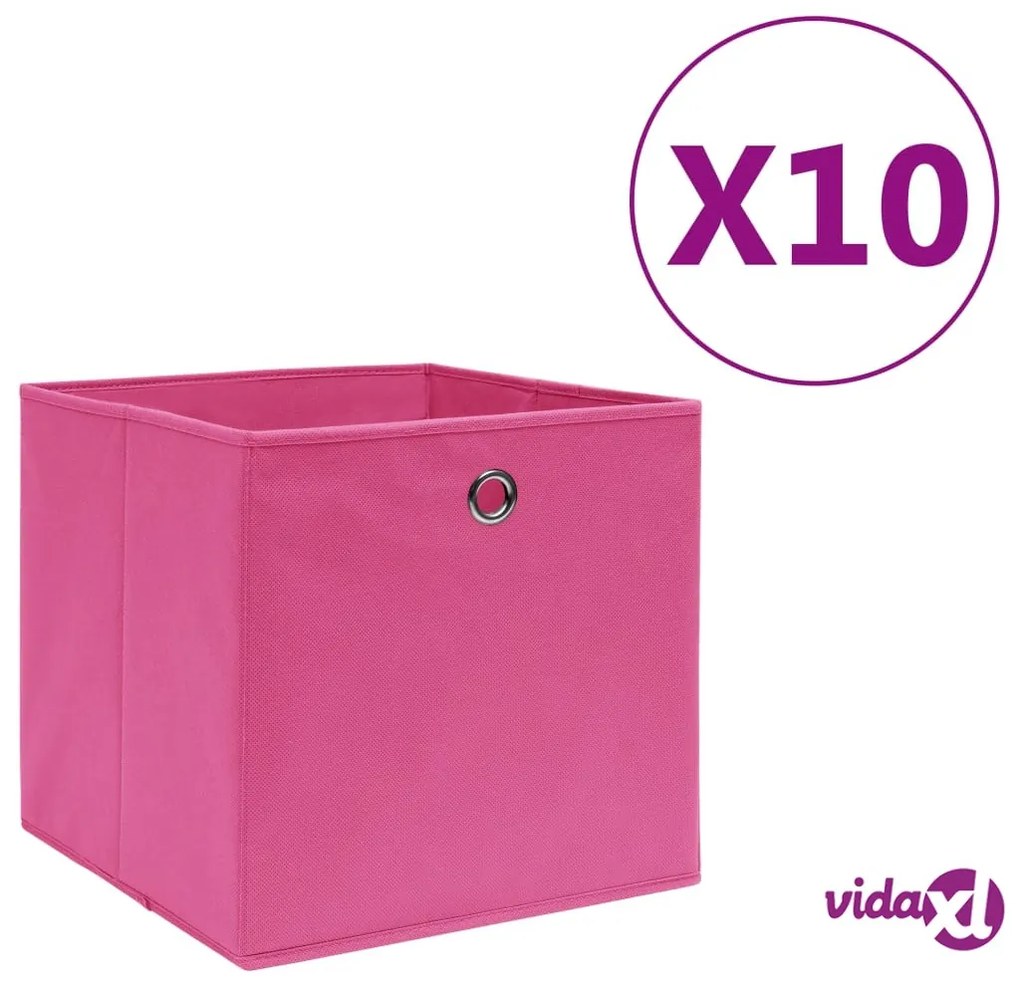 vidaXL Contenitori 10 pz in Tessuto non Tessuto 28x28x28 cm Rosa