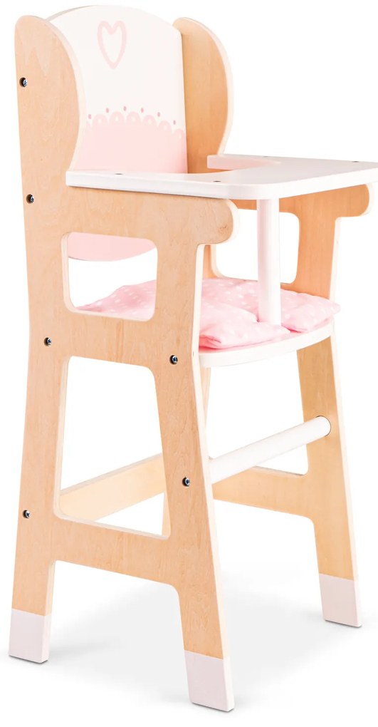 Seggiolone pappa in legno con cuscino - per bambole