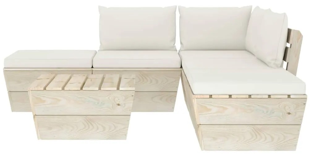 Set divani da giardino su pallet 6 pz con cuscini legno abete