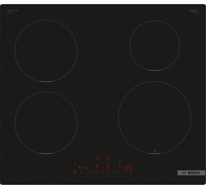 Piano cottura a induzione Bosch PUE611HC1E da 60 cm con tecnologia Home Connect, PowerBoost, PanBoost, PerfectFry e Bratsensor