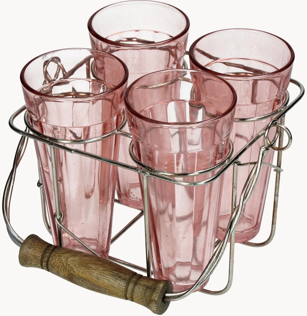 Set di bicchieri da long drink con portabicchieri Peach, set da 5