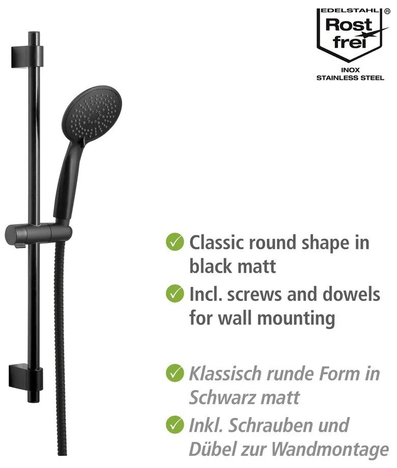 Set doccia nero in acciaio inox 66 cm Young - Wenko