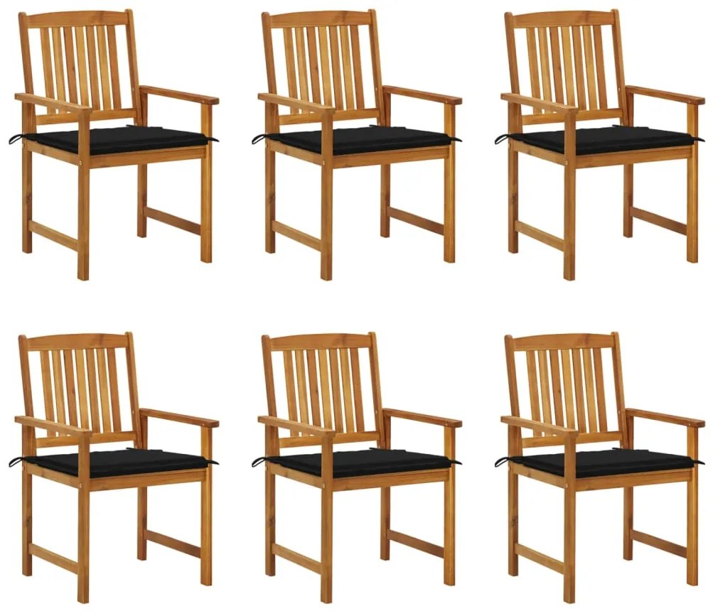 Sedie da giardino con cuscini 6 pz in legno massello di acacia