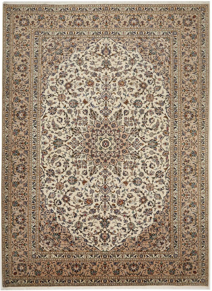 Kashan Tappeto 330 x 250 Beige (Iran) Annodato A Mano