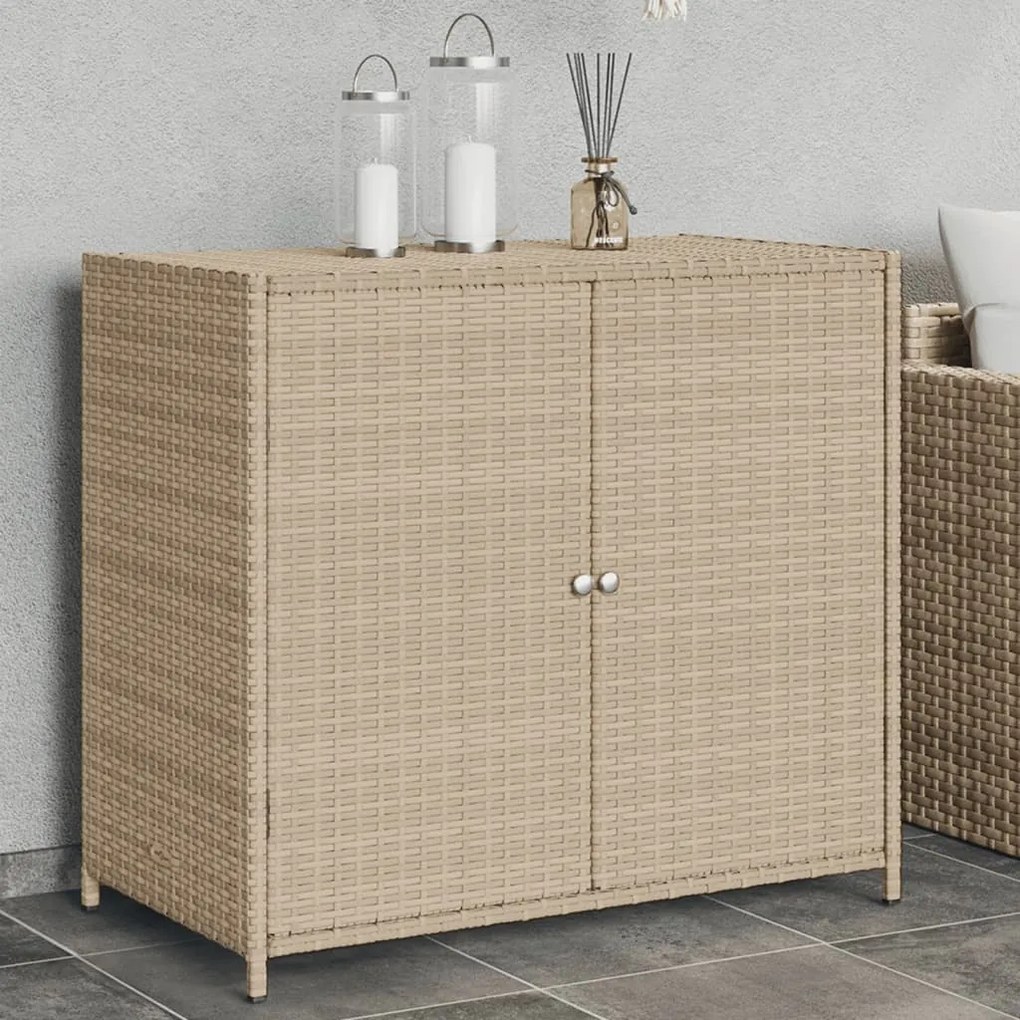 Armadietto Portaoggetti Giardino Beige 83x45x76 Cm Polyrattan /