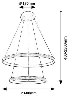 Rabalux 72259 - Lampadario LED a sospensione con filo GRETE LED/60W/230V 3000K