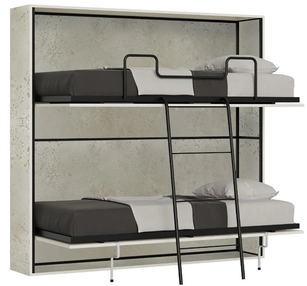 Letto a scomparsa doppio orizzontale Kando con materassi, Cashmere / Non incluso