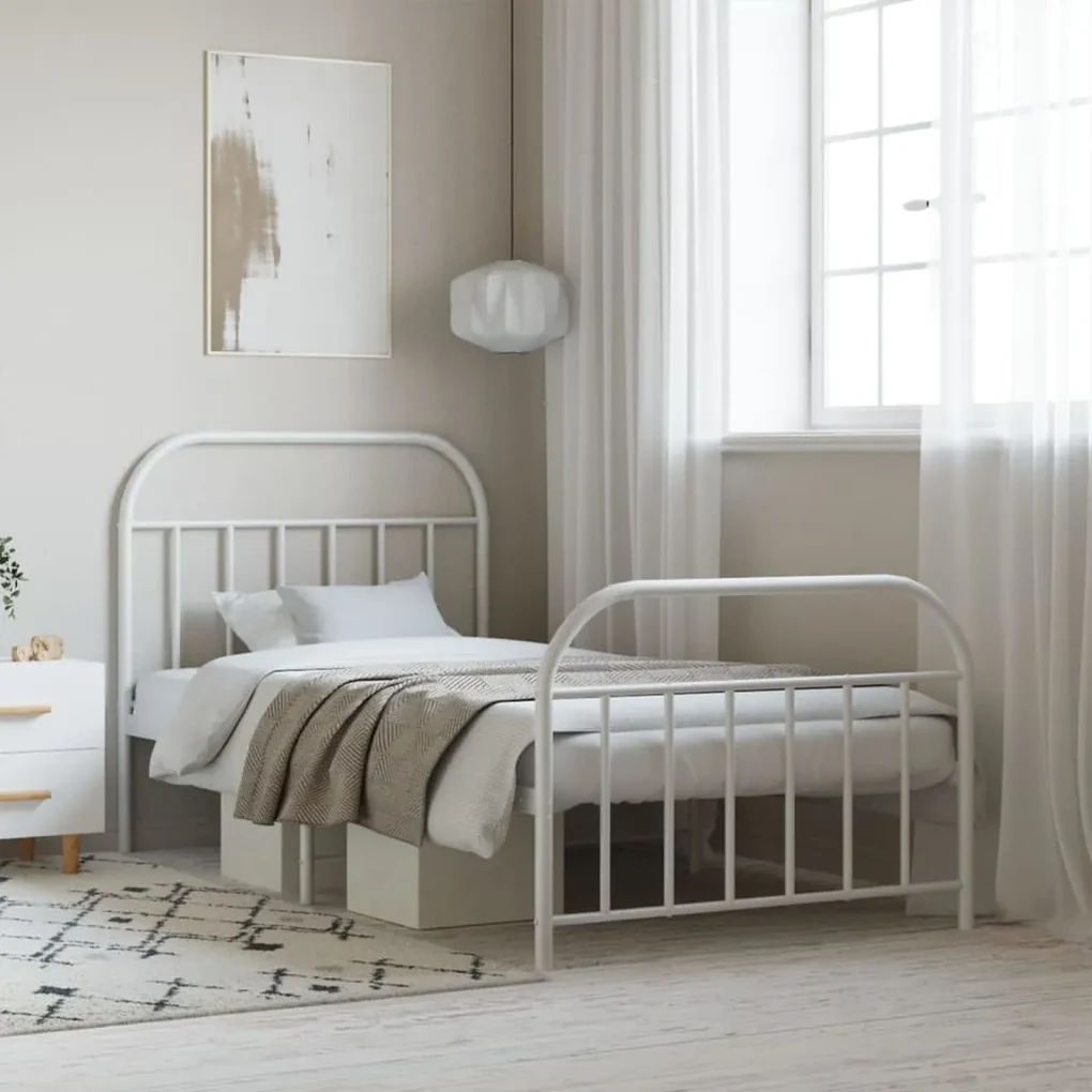 Giroletto con testiera e pediera metallo bianco 107x203 cm