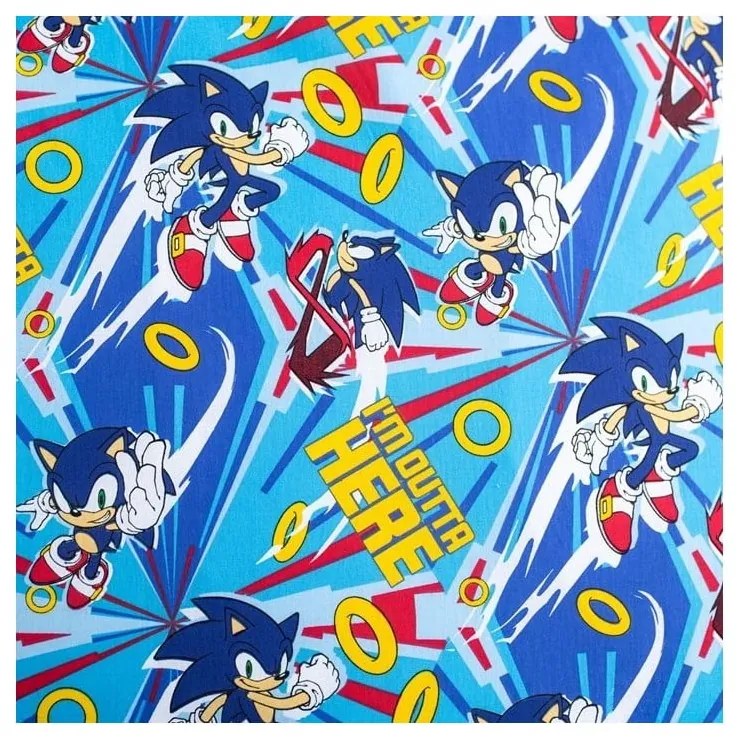 Set copripiumino e federa da bambini blu in cotone per letto singolo 140x200 cm Sonic "Let´s go" – Jerry Fabrics