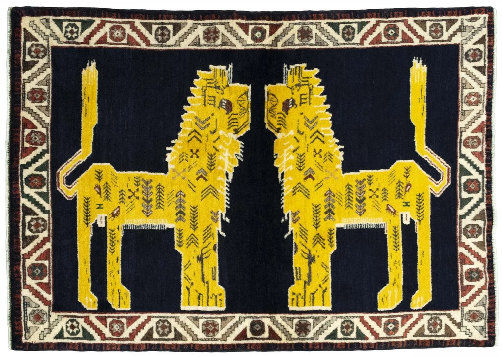 Gabbeh Tappeto 110 x 150 Blu (Iran) Annodato A Mano