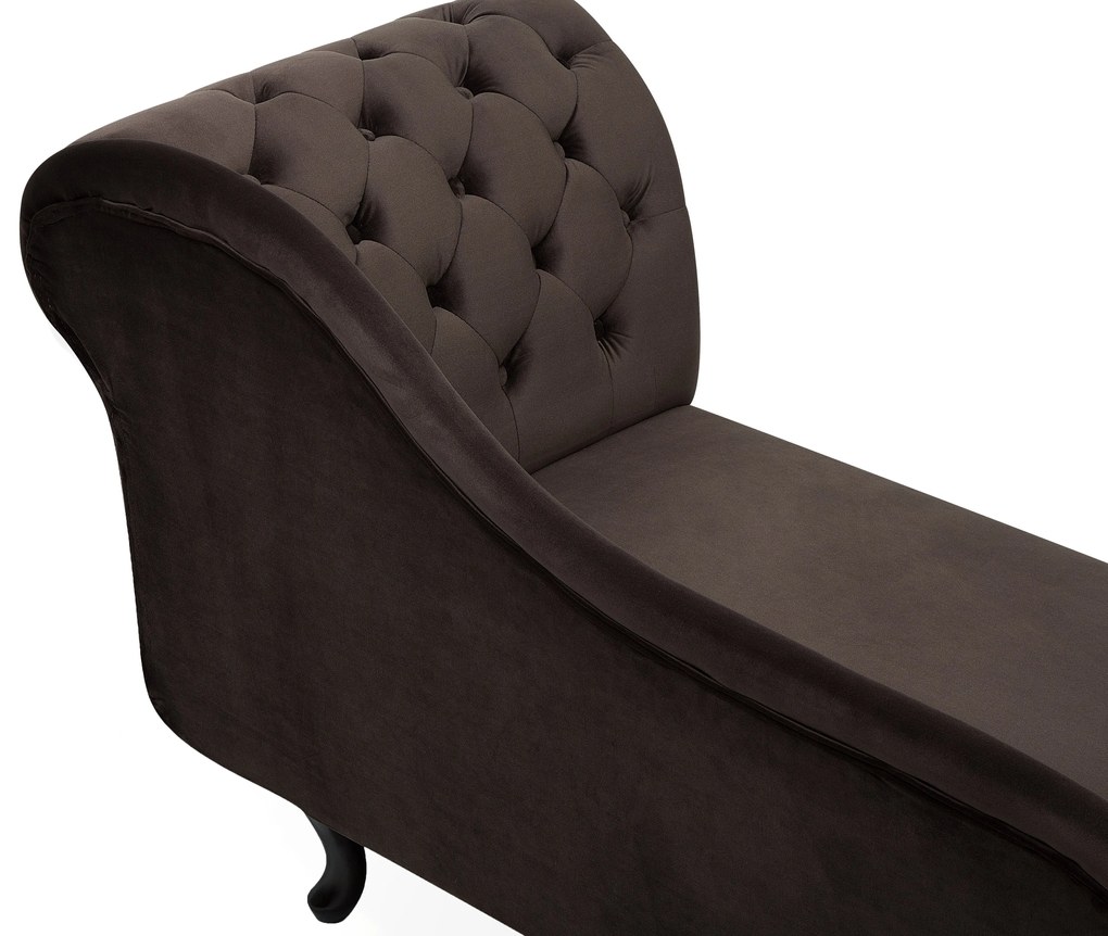 Chaise longue destra in velluto marrone NIMES Beliani